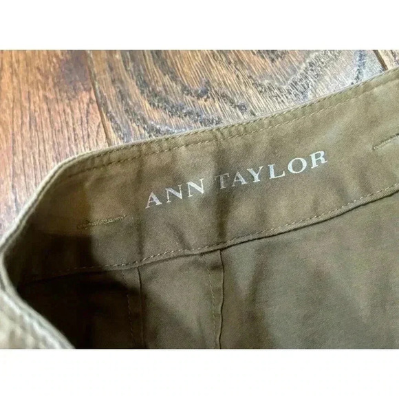 Ann Taylor Khaki Trench Coat Style A-Line Mini Skirt Twill Buttons Womens 10 - Picture 3 of 8
